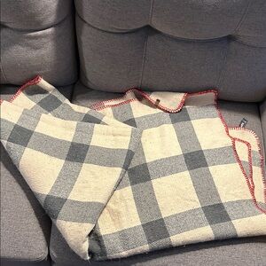 Roots Plaid Blanket with Red Trim